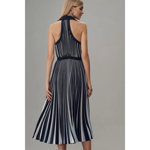 By Anthropologie Halter Pleated Midi Dress XS - Picture 2 of 8